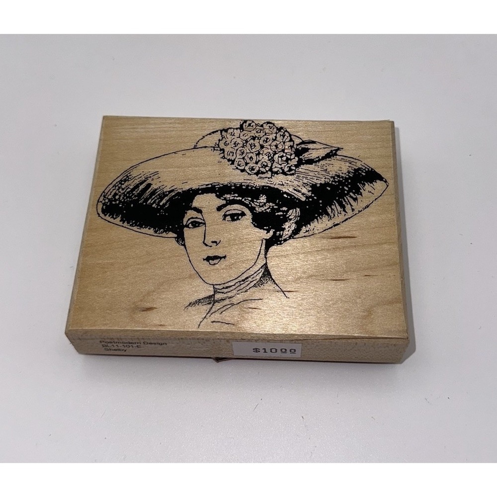 Postmodern Design Shelby BL11-101-E Victorian 1920s Hat Wood Rubber Stamp New